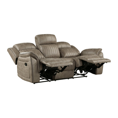 Centeroak Sandy Brown Double Reclining Sofa