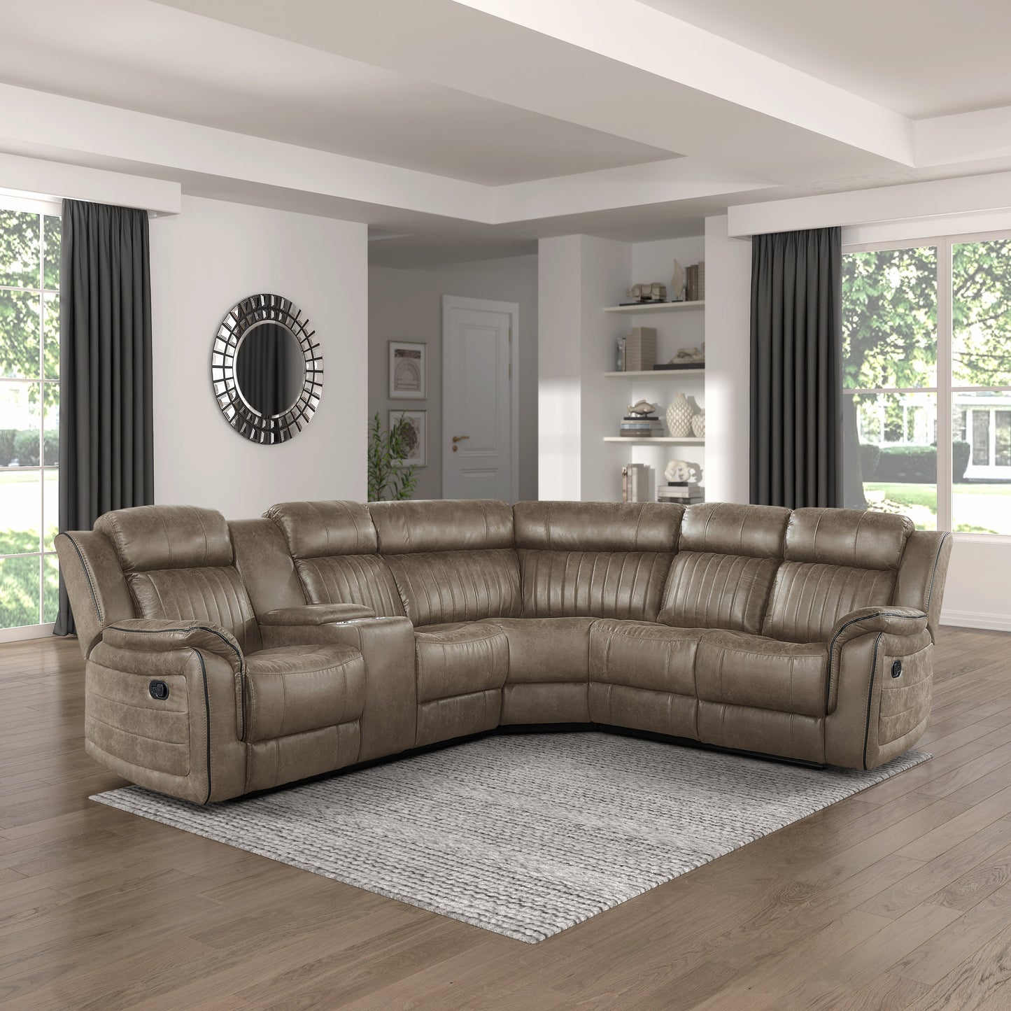 Centeroak Sandy Brown LAF Reclining Sectional