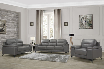 Mischa Dark Gray Top-Grain Leather Living Room Set