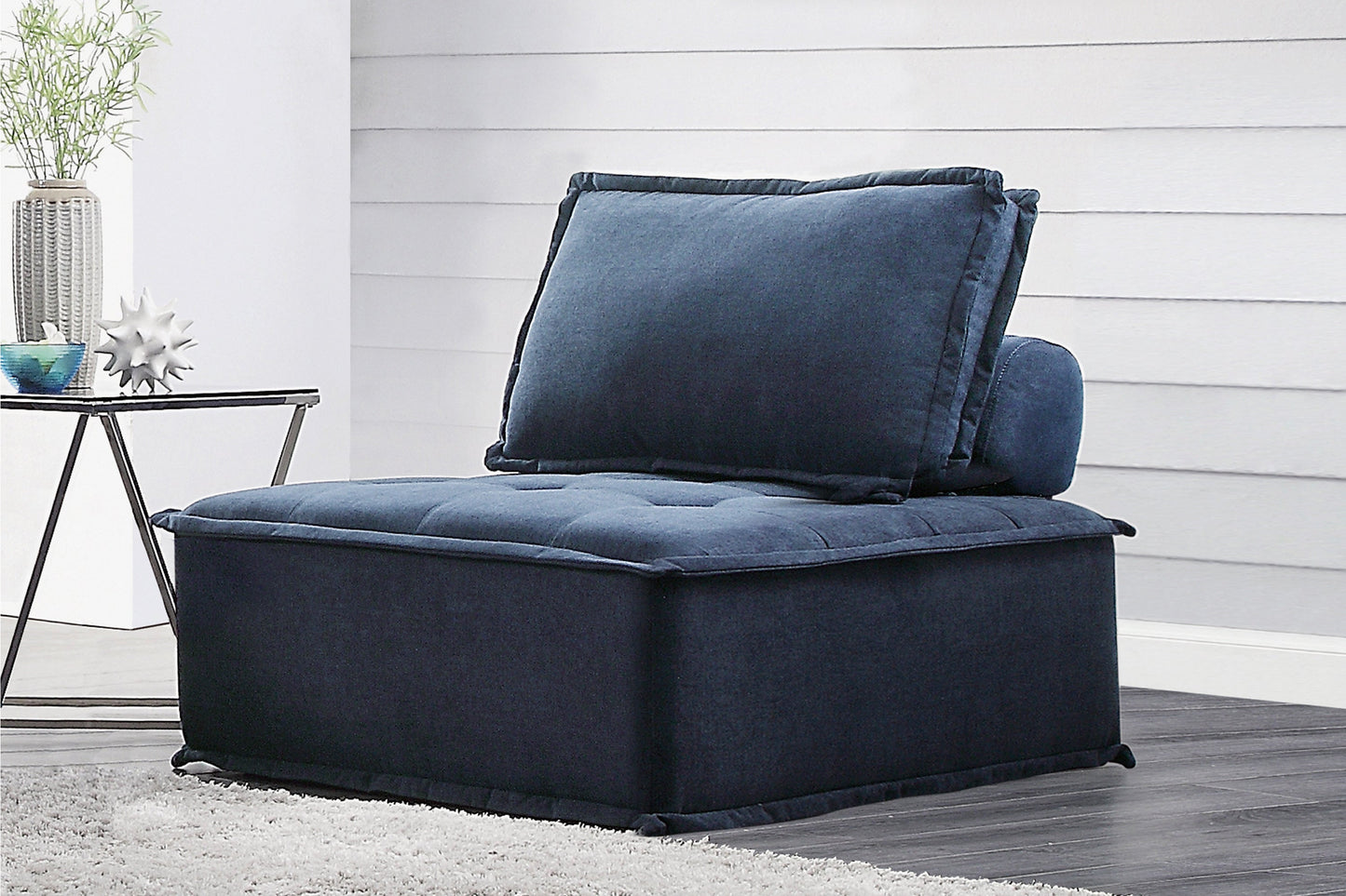 Ulrich Blue Modular Chair with Removable Bolster