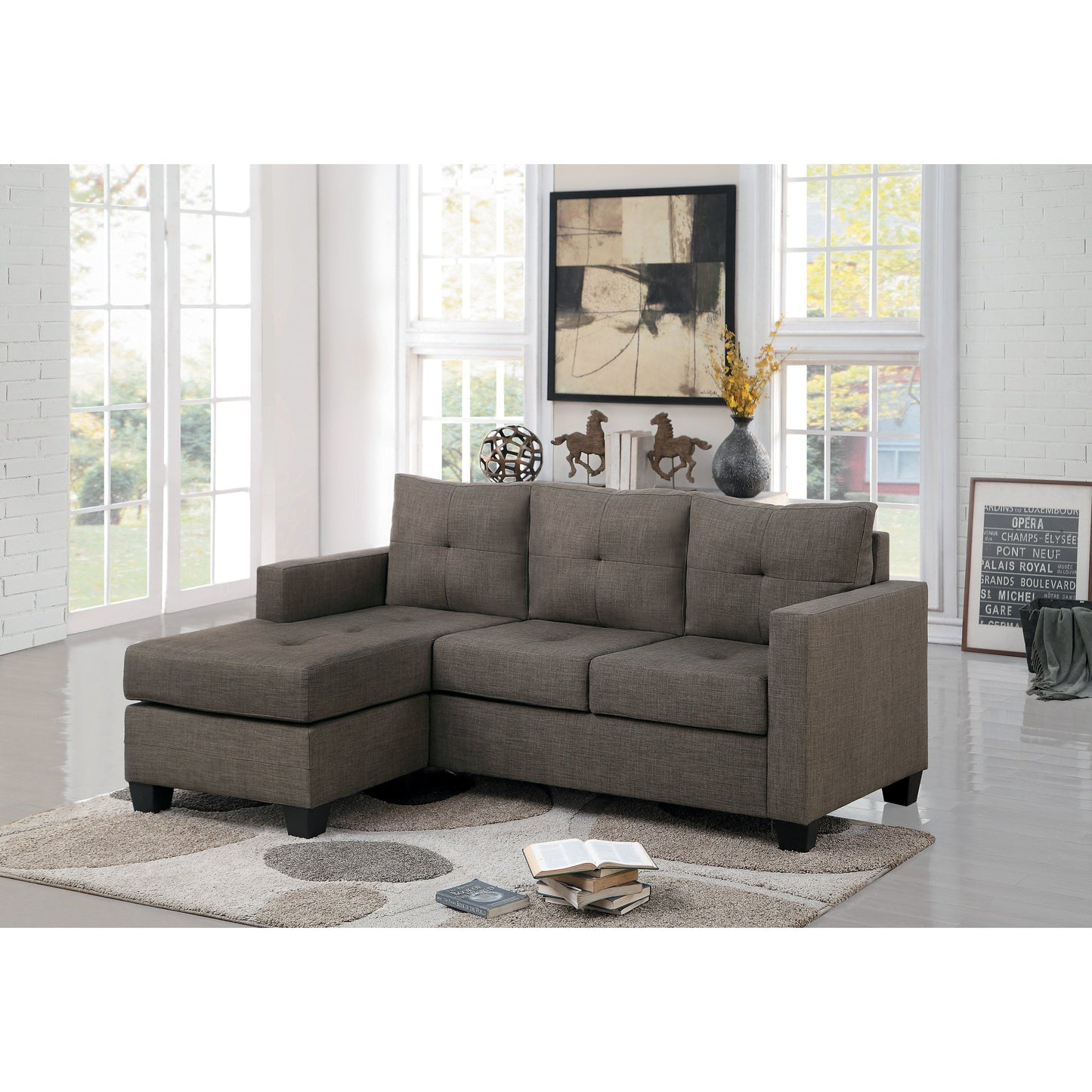 Phelps Brownish Gray Reversible Sofa Chaise