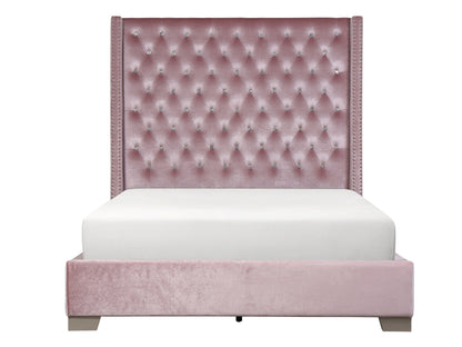 Franco Pink Velvet King Upholstered Bed