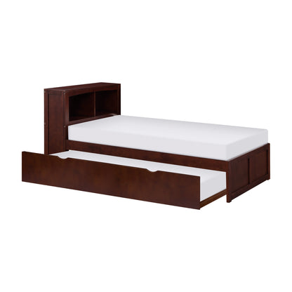 Rowe Dark Cherry Twin Bookcase Bed with Twin Trundle