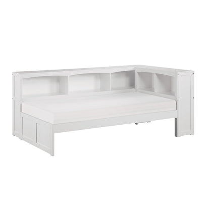 Galen White Twin Bookcase Corner Bed