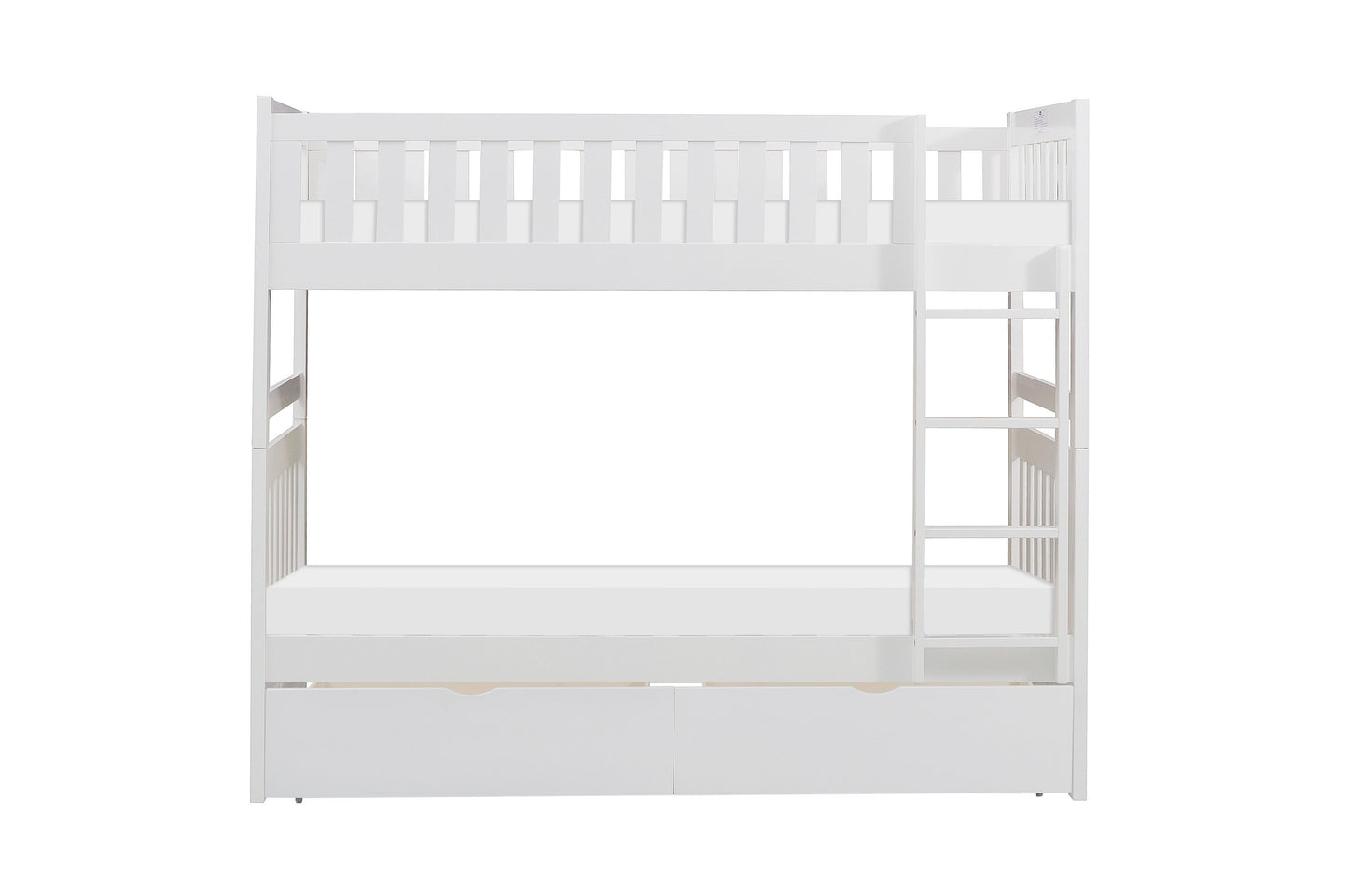 Galen White Twin/Twin Bunk Bed with Storage Boxes