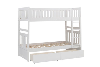 Galen White Twin/Twin Bunk Bed with Storage Boxes