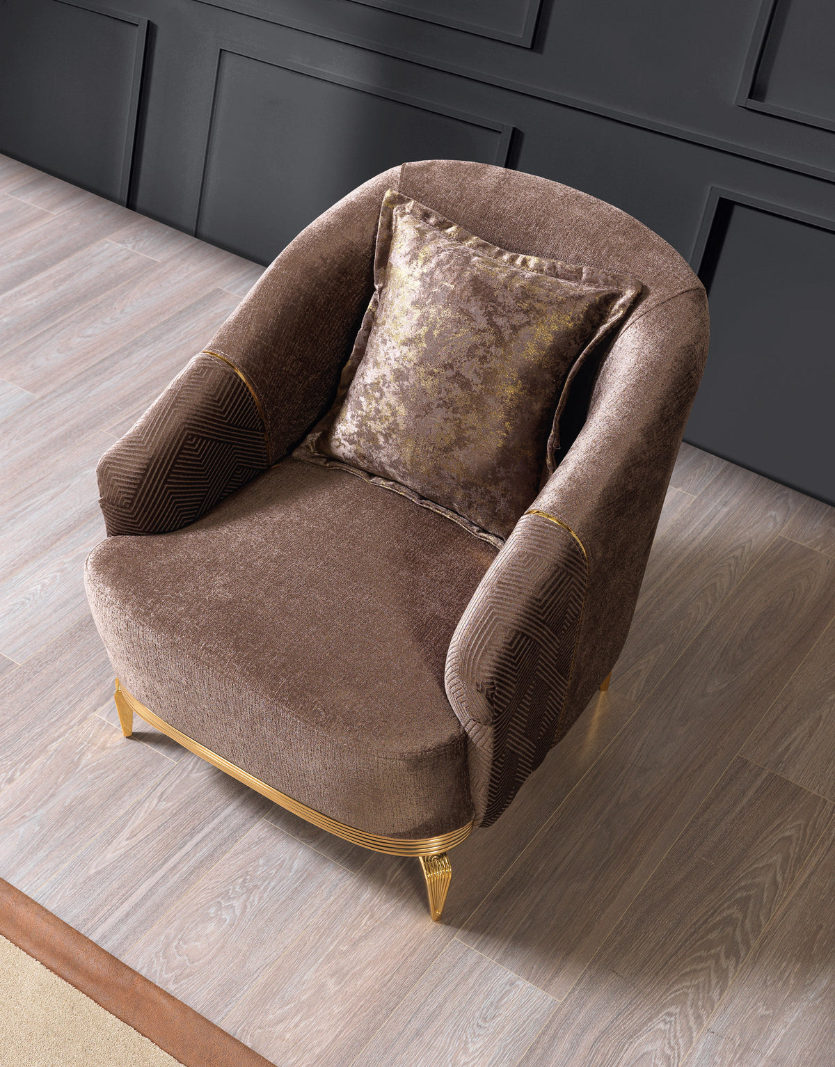 Santana Coffee Velvet Chair - Mattress on Demand