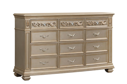 Valentina Traditional Style Dresser in Gold finish Wood