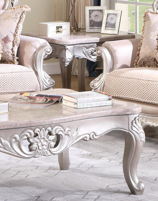 Daisy Traditional Style End Table in Pearl finish Wood