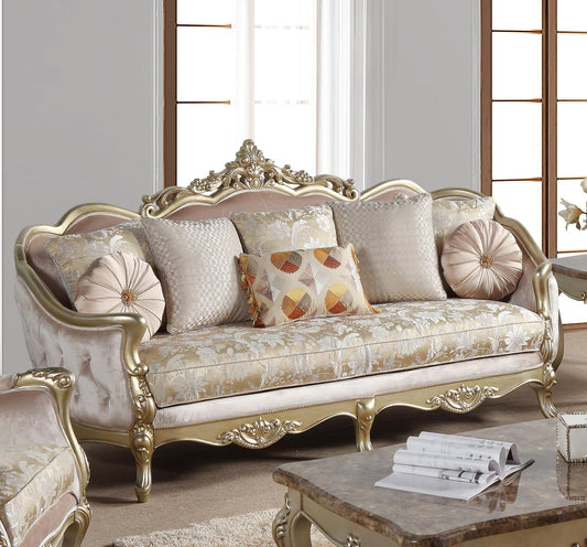 Diana Traditional Style Sofa in Champagne finish Wood