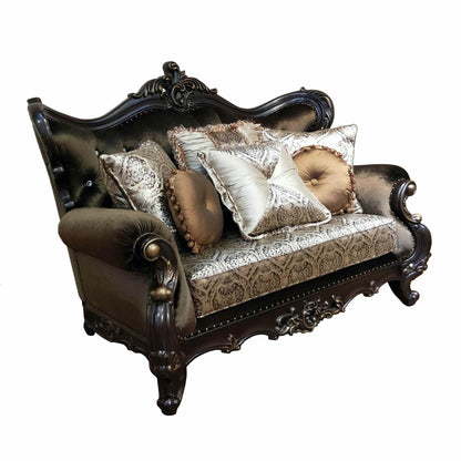 Aroma Traditional Style Loveseat in Cherry finish Wood