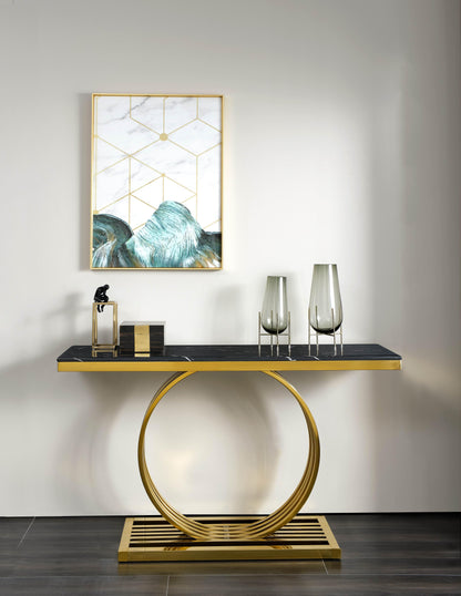 Arlene Modern Style Marble Console Table with Metal Base