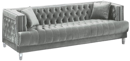 Kendel Silver Modern Style Gray Sofa with Acrylic Legs