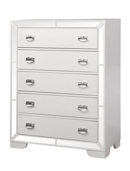 Grand Gloria Contemporary Style Chest in White finish Wood