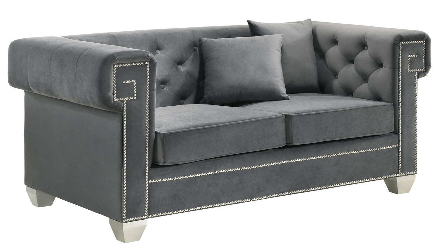 Clover Modern Style Gray Loveseat with Steel Legs