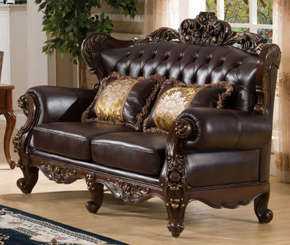 Vanessa Traditional Style Loveseat in Walnut finish Wood