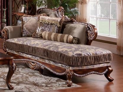 Janet Traditional Style Chaise in Cherry finish Wood