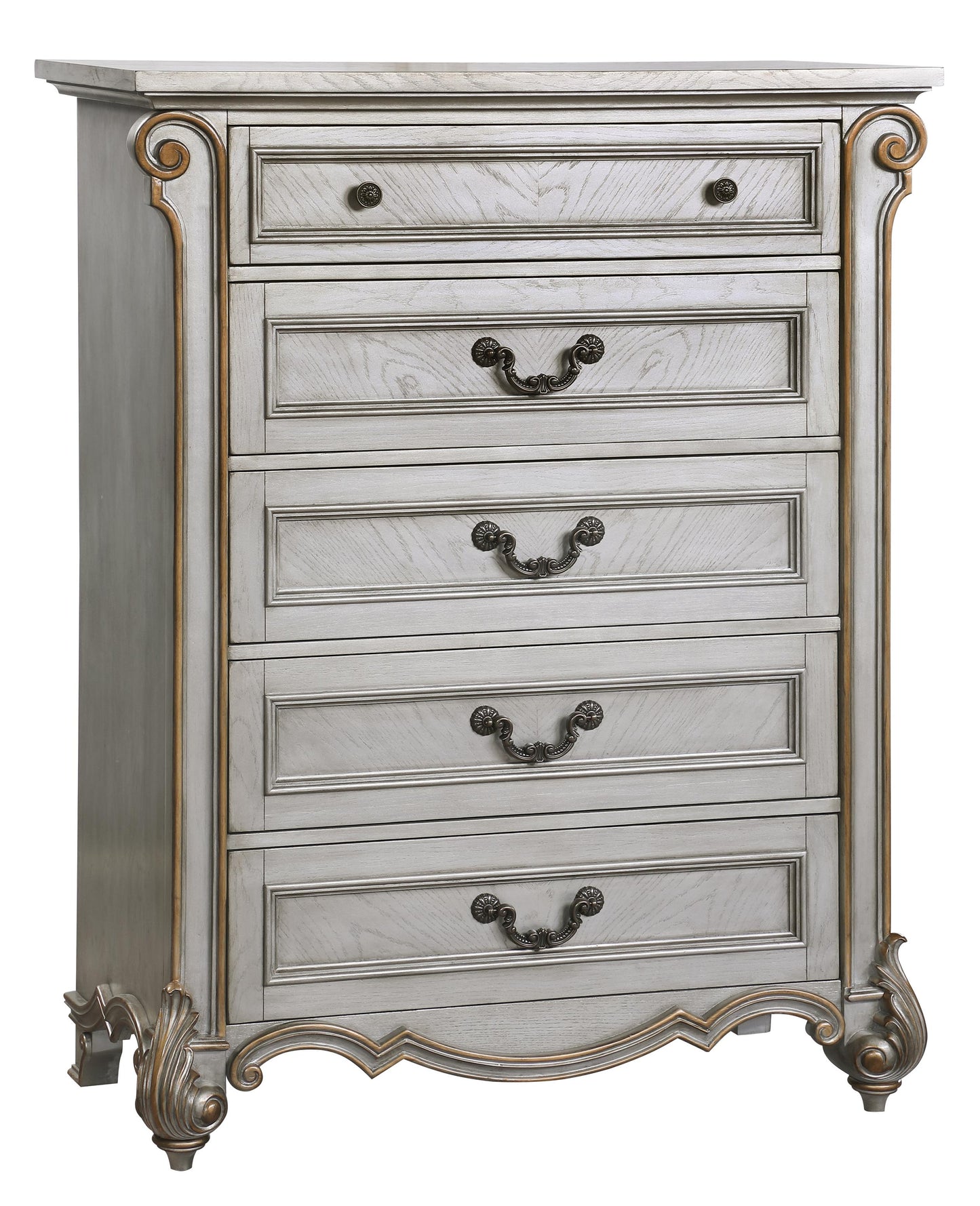 Melrose Traditional Style Chest in Silver finish Wood