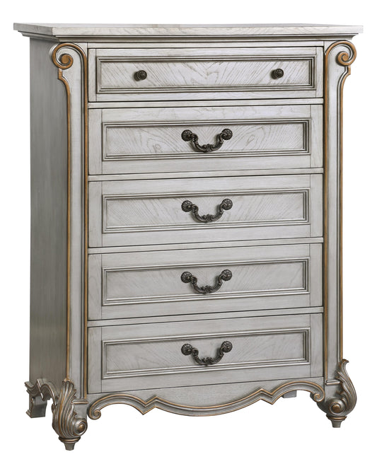 Melrose Traditional Style Chest in Silver finish Wood