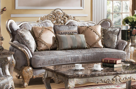 Oprah Traditional Style Sofa in Metallic finish Wood