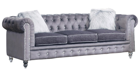 Sahara Modern Style Gray Sofa with Acrylic legs