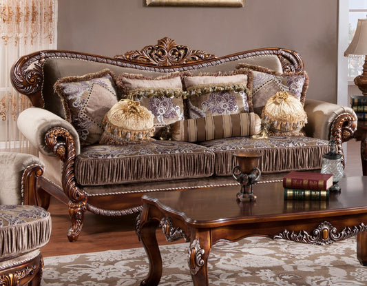 Janet Traditional Style Sofa in Cherry finish Wood