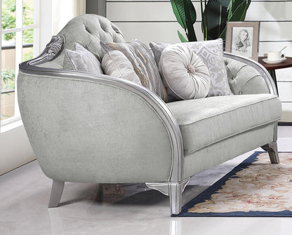 Natalia Transitional Style Loveseat in Silver finish Wood