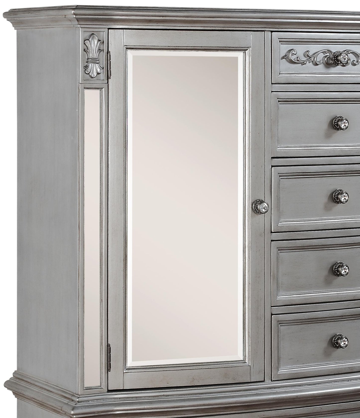 Pamela Traditional Style Chest in Silver finish Wood