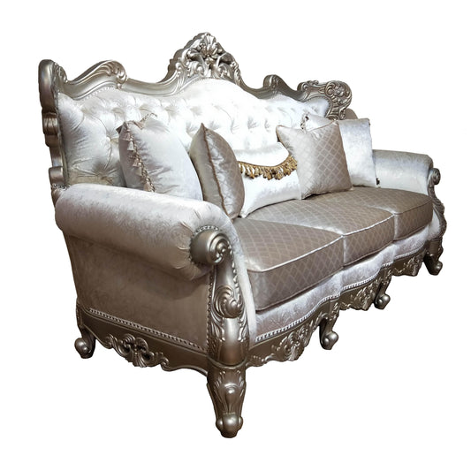 Emily Transitional Style Sofa in Champagne finish Wood