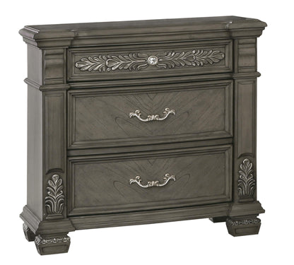 Silvy Transitional Style Nightstand in Gray finish Wood