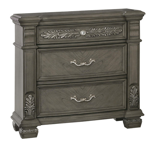 Silvy Transitional Style Nightstand in Gray finish Wood