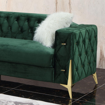 Emerald Modern Style Green Sofa in Gold finish