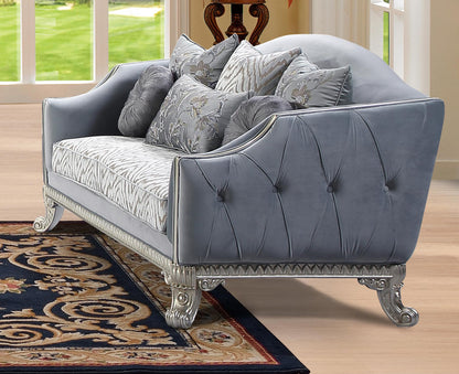 Venus Transitional Style Loveseat in Silver finish Wood