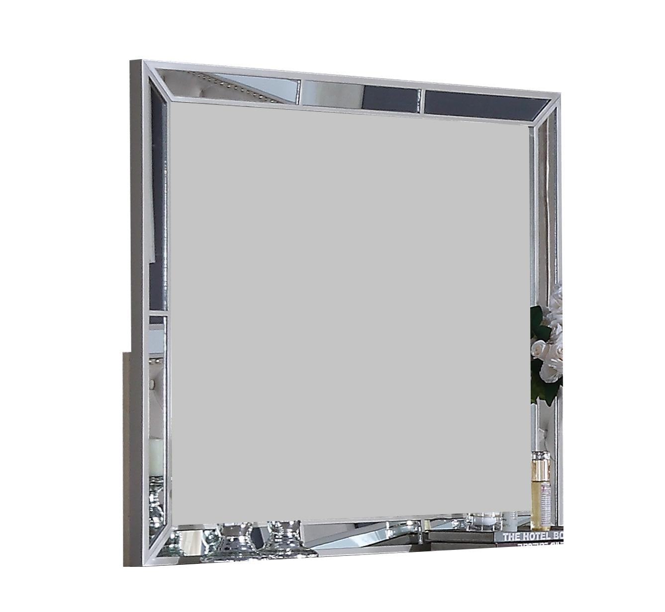 Gloria Contemporary Style Mirror in White finish Wood