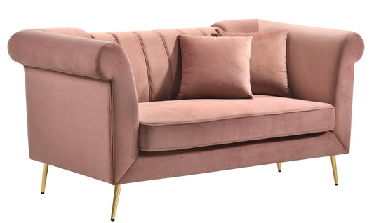 Lexington Transitional Style Coral Loveseat with Gold Finish