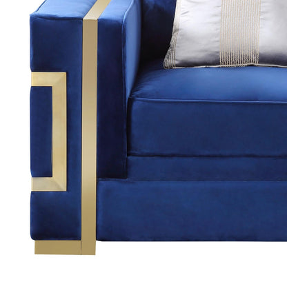 Lawrence Modern Style Navy Chair with Gold Finish