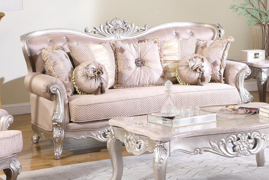 Daisy Traditional Style Sofa in Pearl finish Wood