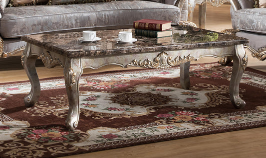 Oprah Traditional Style Coffee Table in Metallic finish Wood