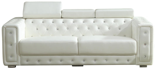 Charlise Modern Style White Sofa in Faux Leather