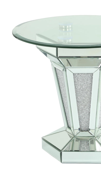 Diva Modern Style Glass End Table with Silver fiinish