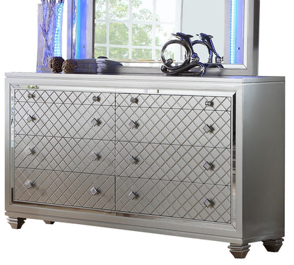 Shiney Contemporary Style Dresser in Silver finish Wood