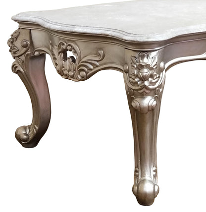 Ariel Transitional Style Coffee Table in Silver finish Wood