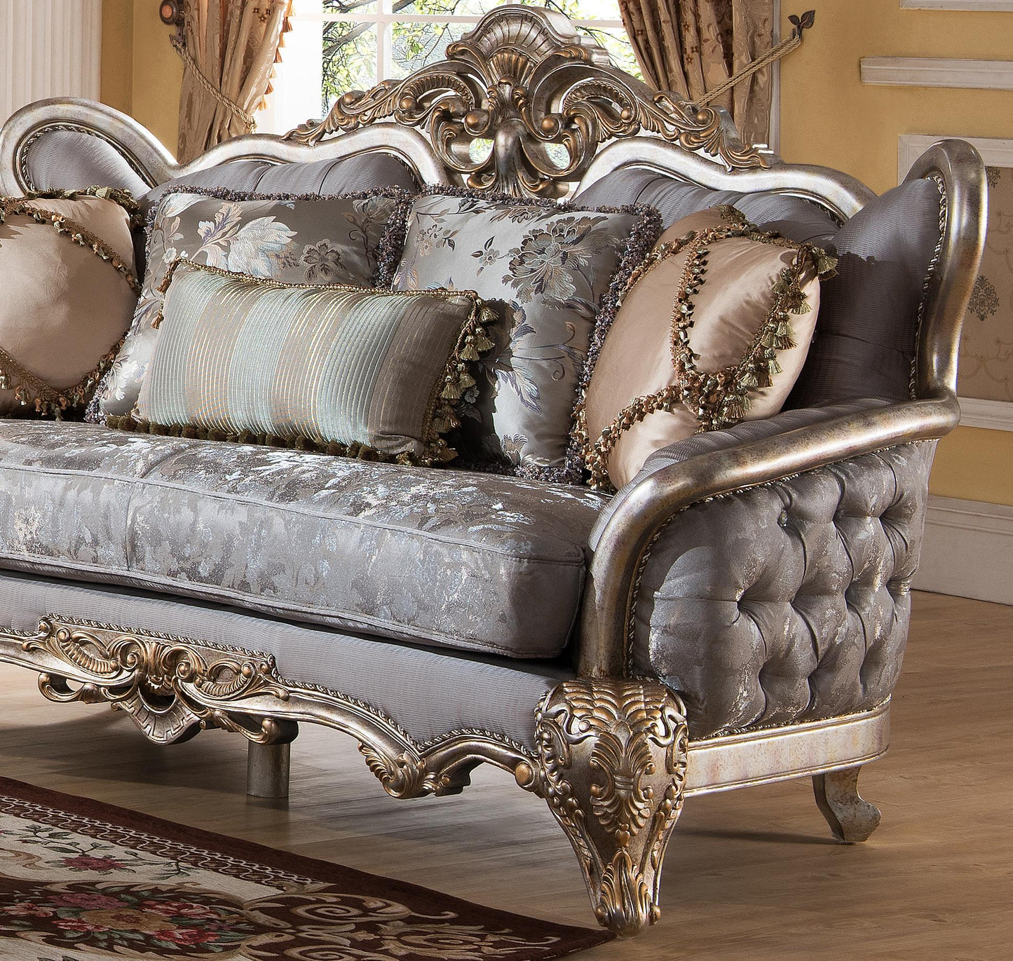 Oprah Traditional Style Loveseat in Metallic finish Wood