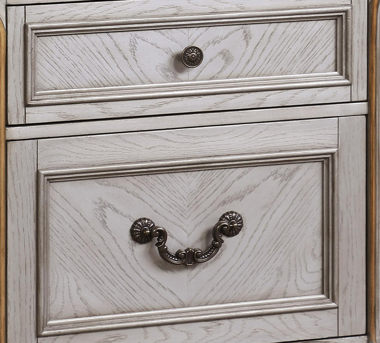 Melrose Transitional Style Nightstand in Silver finish Wood