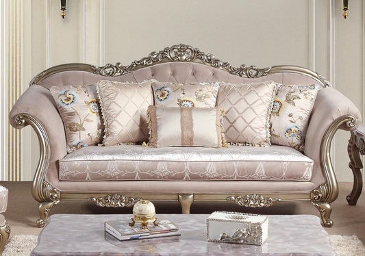 Ariana Traditional Style Sofa in Champagne finish Wood