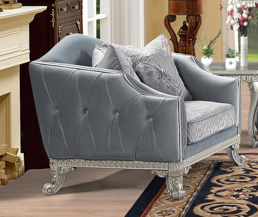 Venus Transitional Style Chair in Silver finish Wood