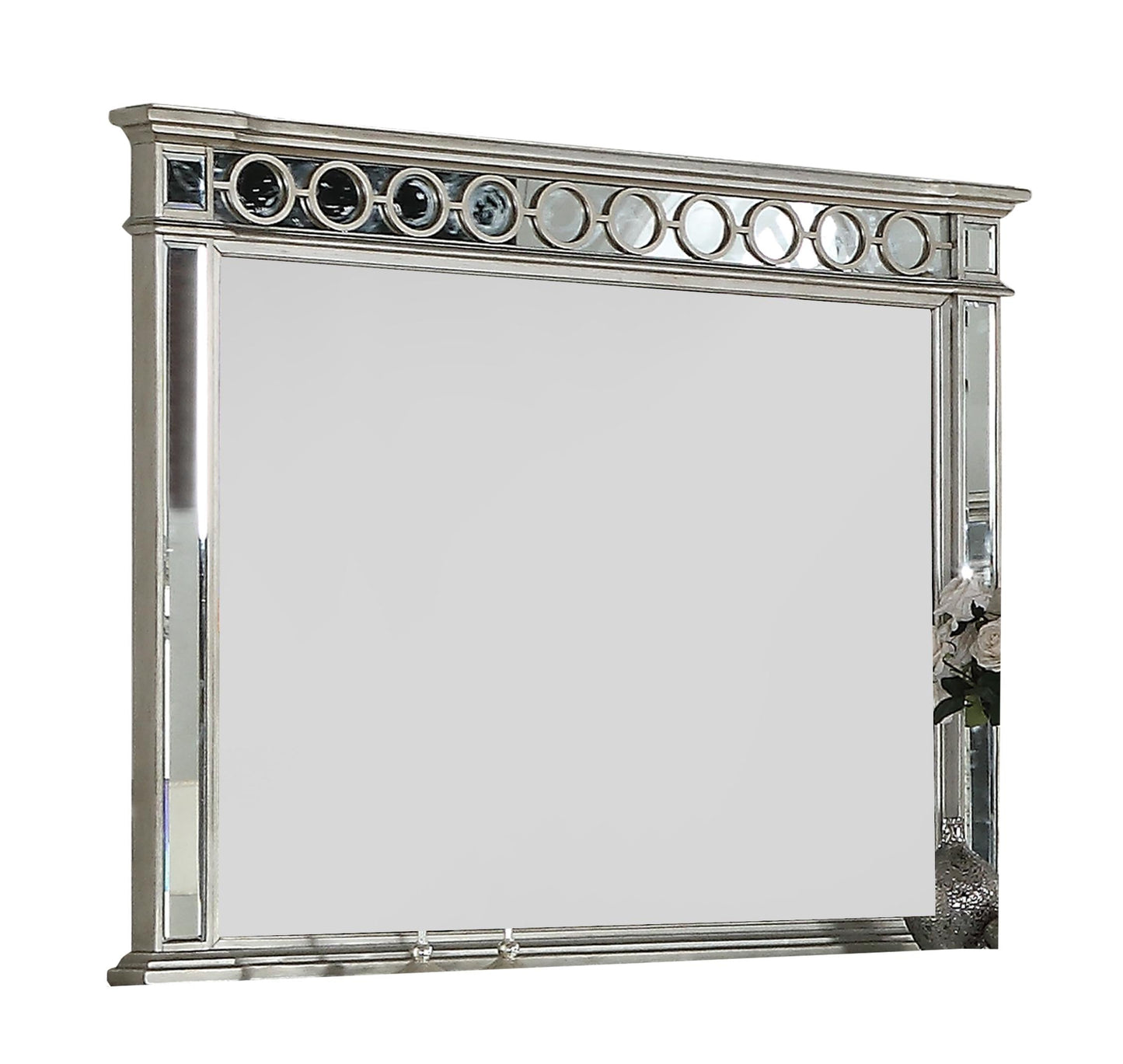 Brooklyn Contemporary Style Mirror in Silver finish Wood