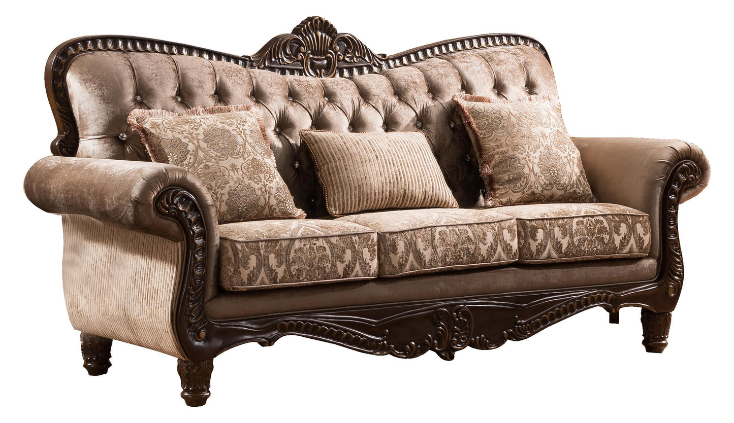 Giana Traditional Style Sofa in Cherry finish Wood