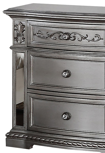 Pamela Transitional Style Nightstand in Silver finish Wood