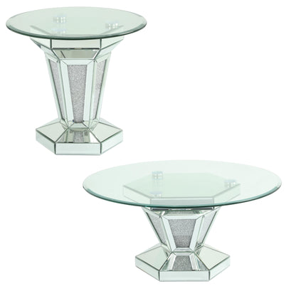 Diva Modern Style Glass End Table with Silver fiinish